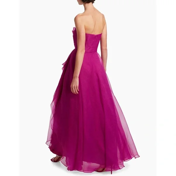 Theia Teresa Draped Tulle Gown - Sangria - Size 6 - Picture 2 of 9